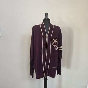 Sean John Burgundy Cardigan Sweater